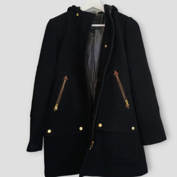 J.Crew Stadium-Cloth Wool Coat by Nello Gori – Black – Women’s Size 10 - Picture 1 of 7